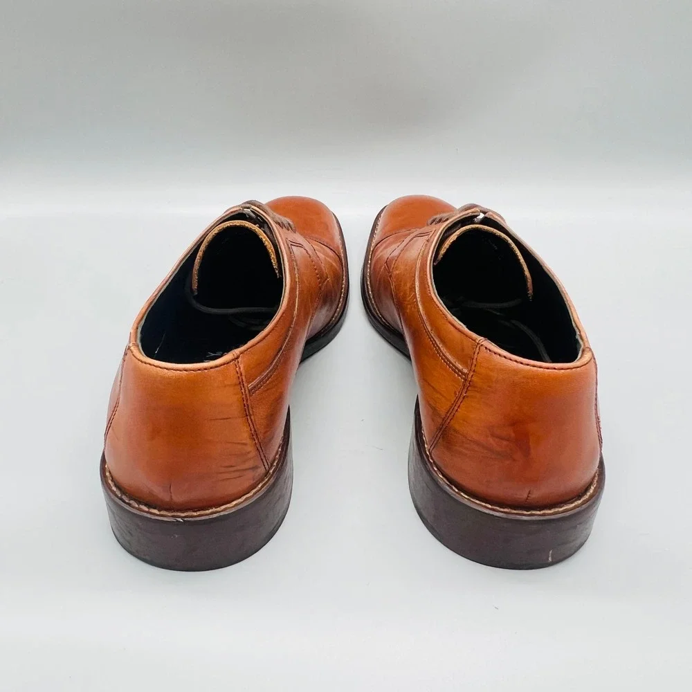 J. Murphy Johnston & Murphy Shoes Mens 8 Brown Leather Cap Toe Lace Up Dress
